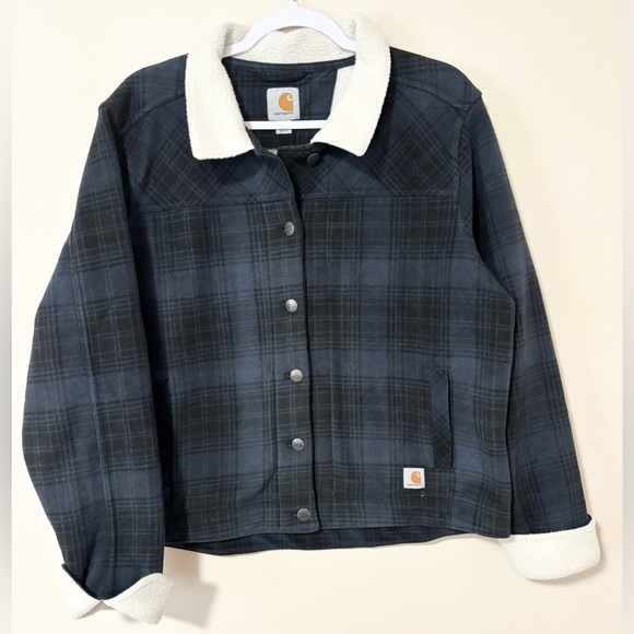 Carhartt Jackets & Blazers - Carhartt Blue Plaid Fleece Lined Shacket